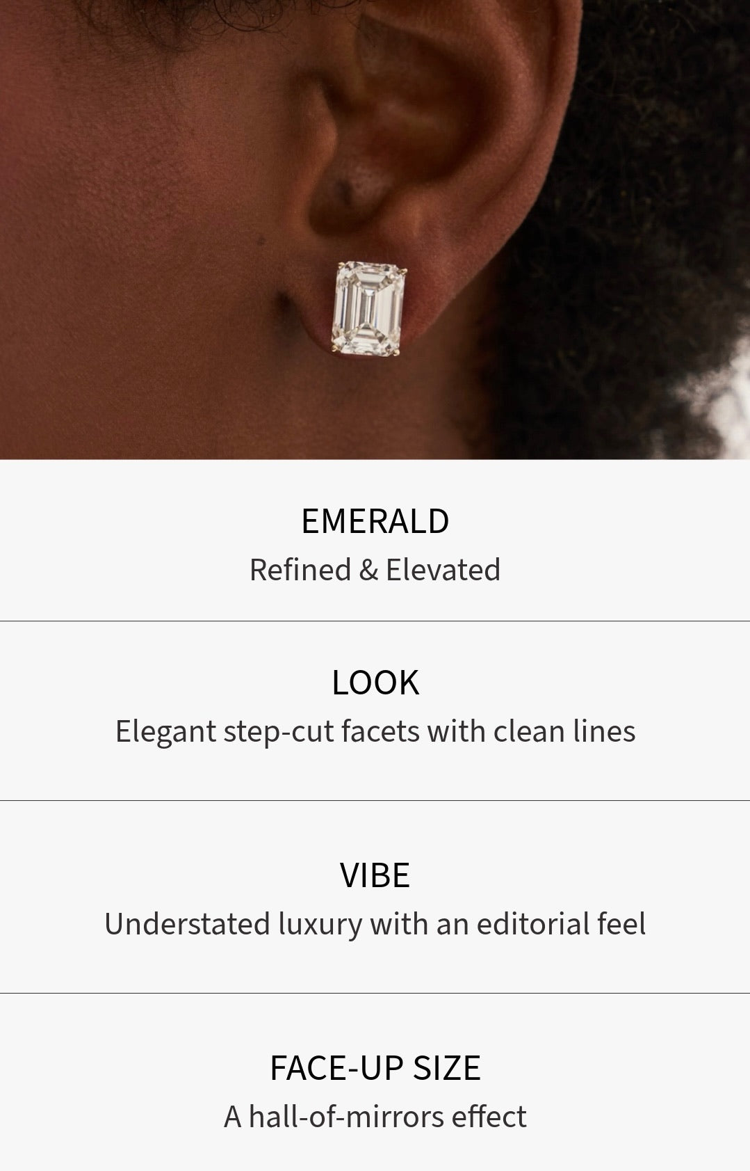Lab Grown Emerald Cut Diamond Studs