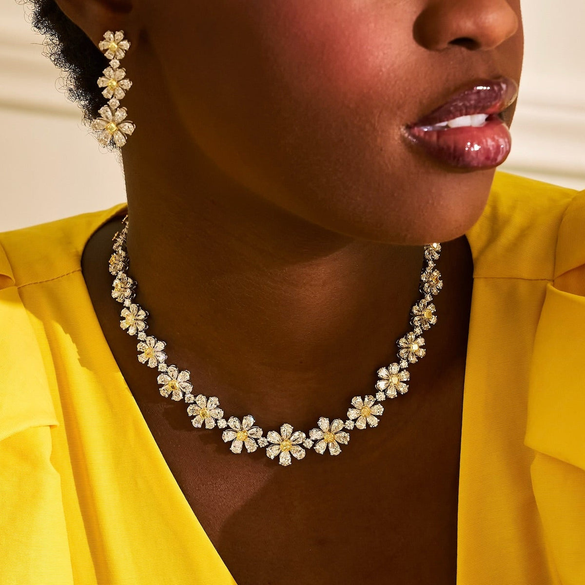 fancy yellow diamonds earrings and necklaces