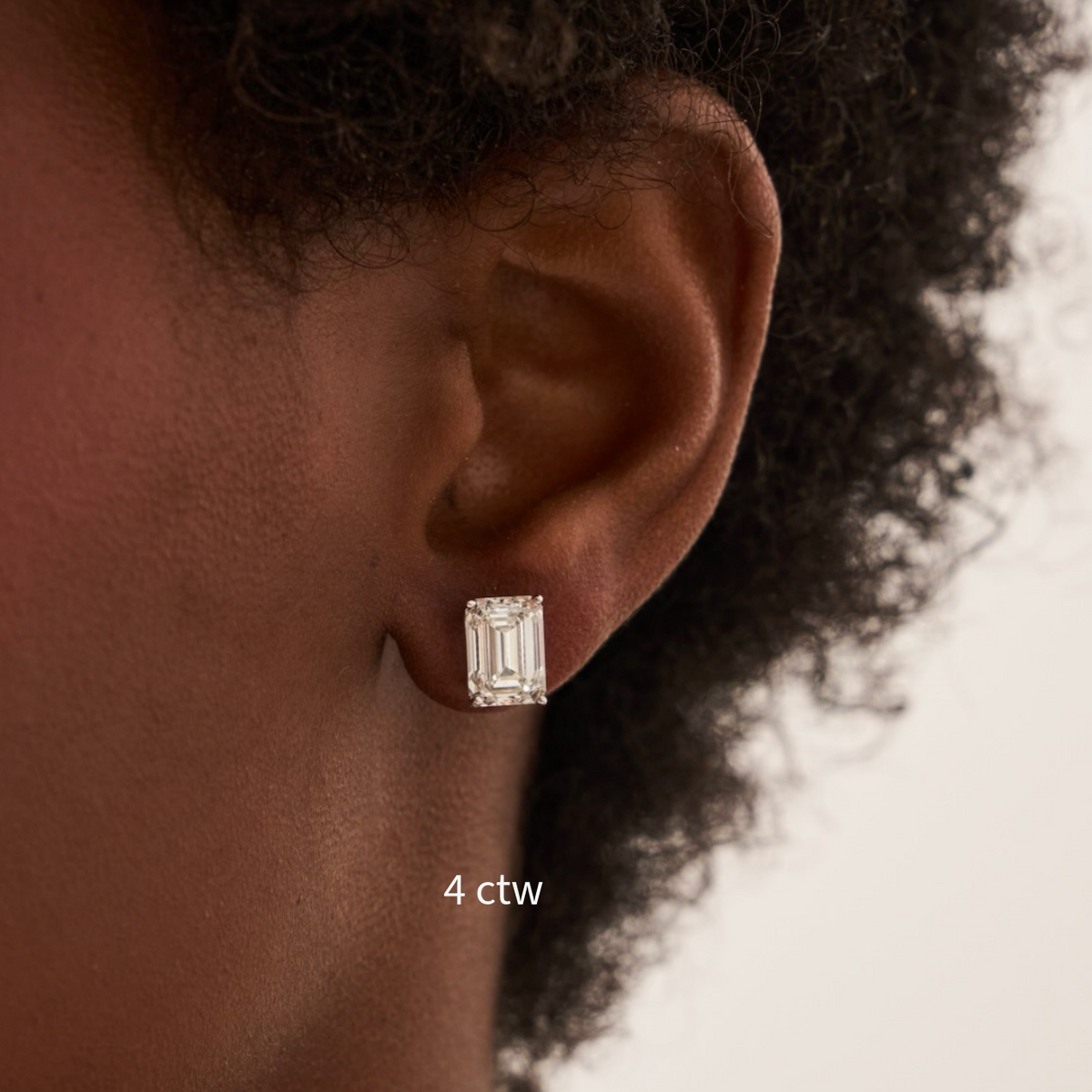 Lab Grown Emerald Cut Diamond Studs