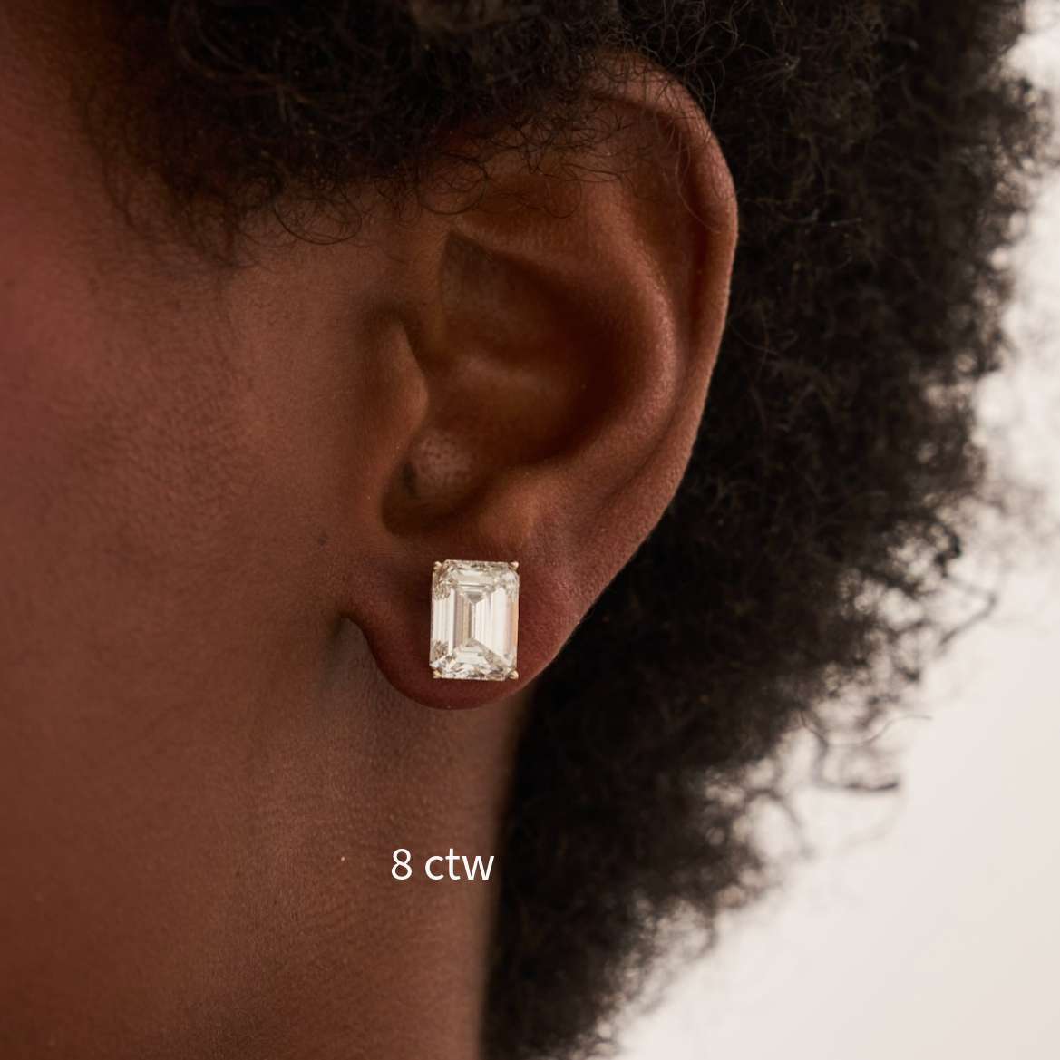 Lab Grown Emerald Cut Diamond Studs