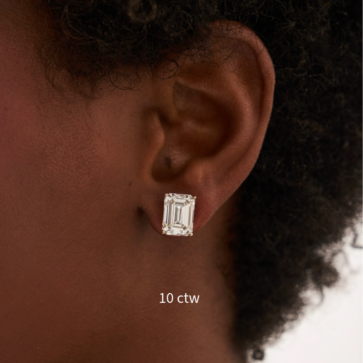 Lab Grown Emerald Cut Diamond Studs