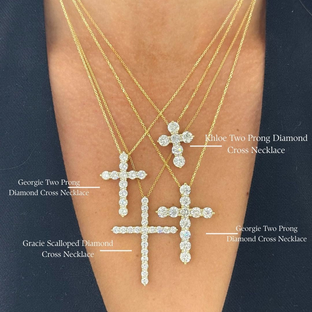 Georgie Two Prong Diamond Cross Necklace – RWFJ