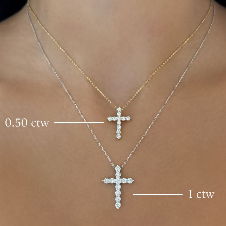 Georgie Two Prong Diamond Cross Necklace – RWFJ