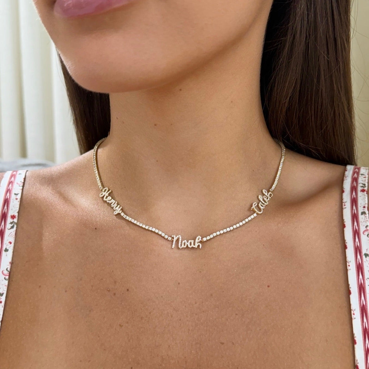 henry, noah, and caleb tennis necklace name necklace