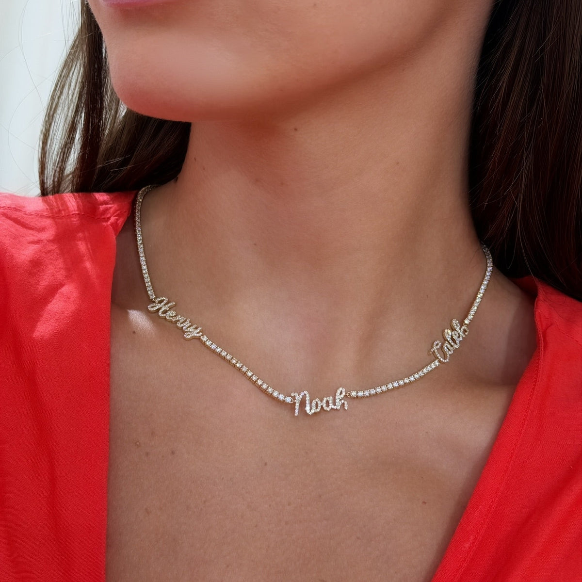 henry, noah, and caleb tennis necklace name necklace