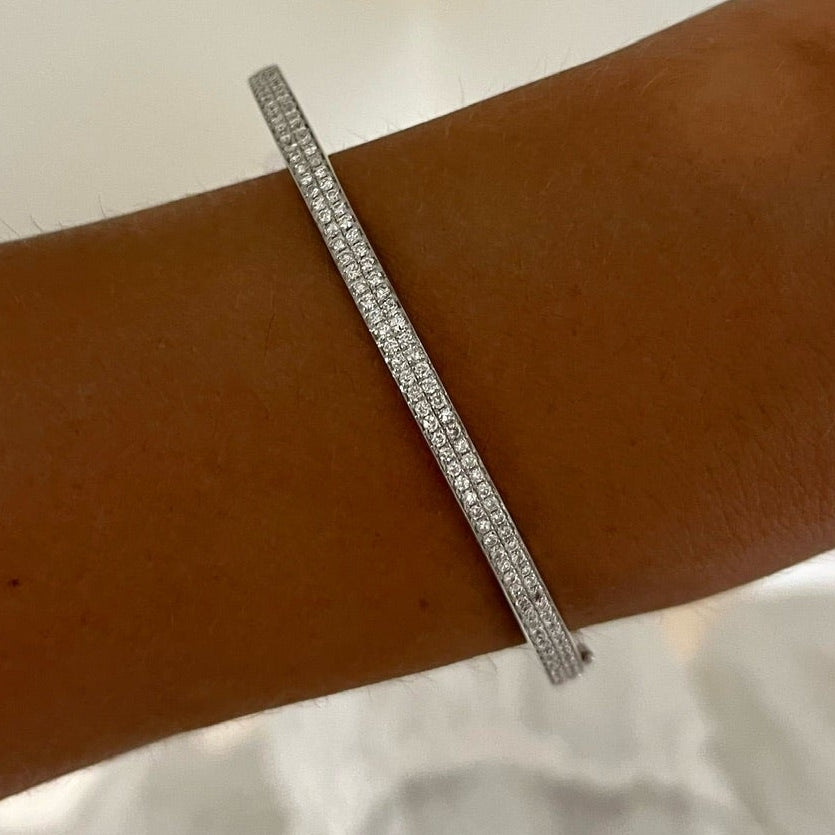 Liv Three Row Diamond Bangle Bracelet 1.85 ctw
