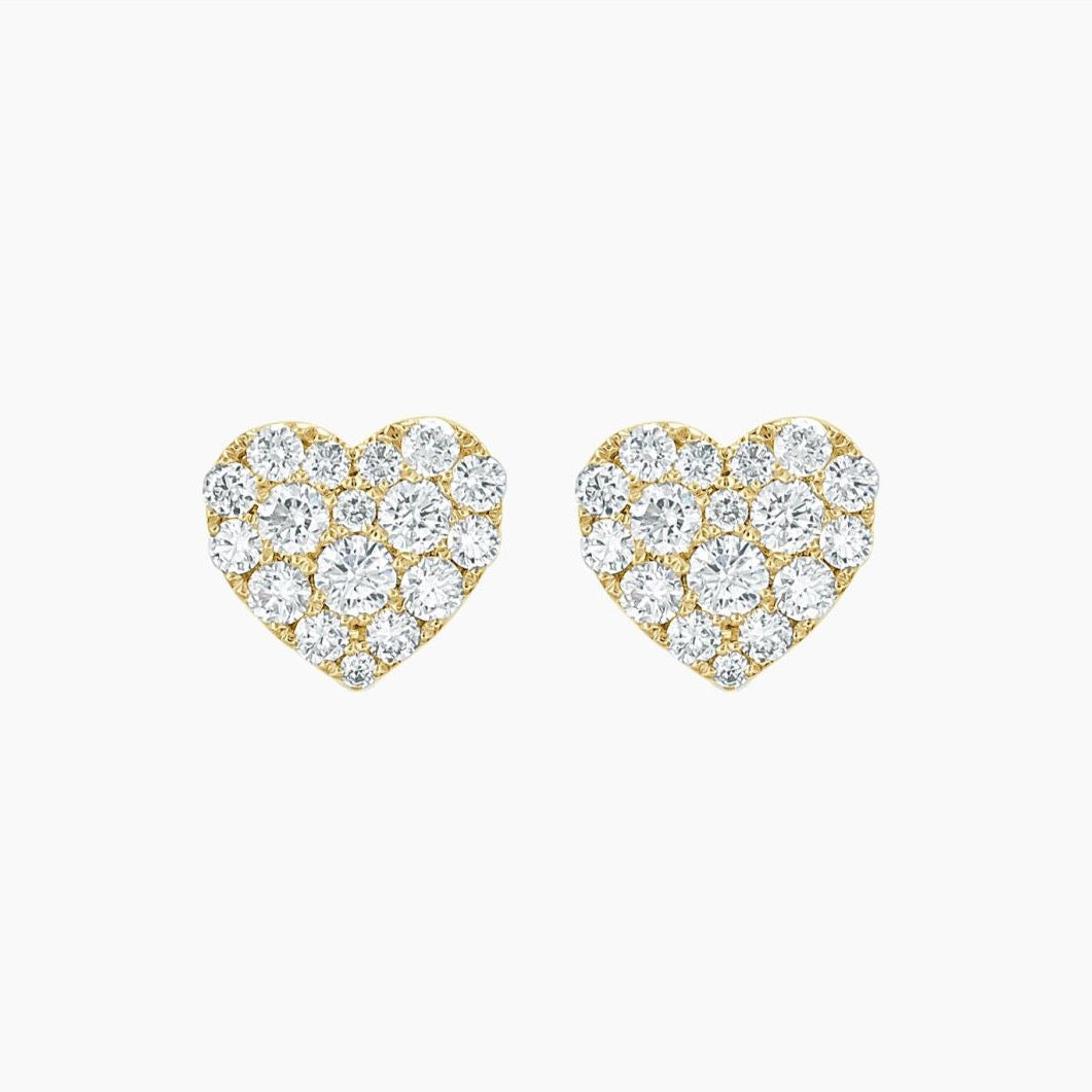"Love You More" Diamond Heart Stud Earrings