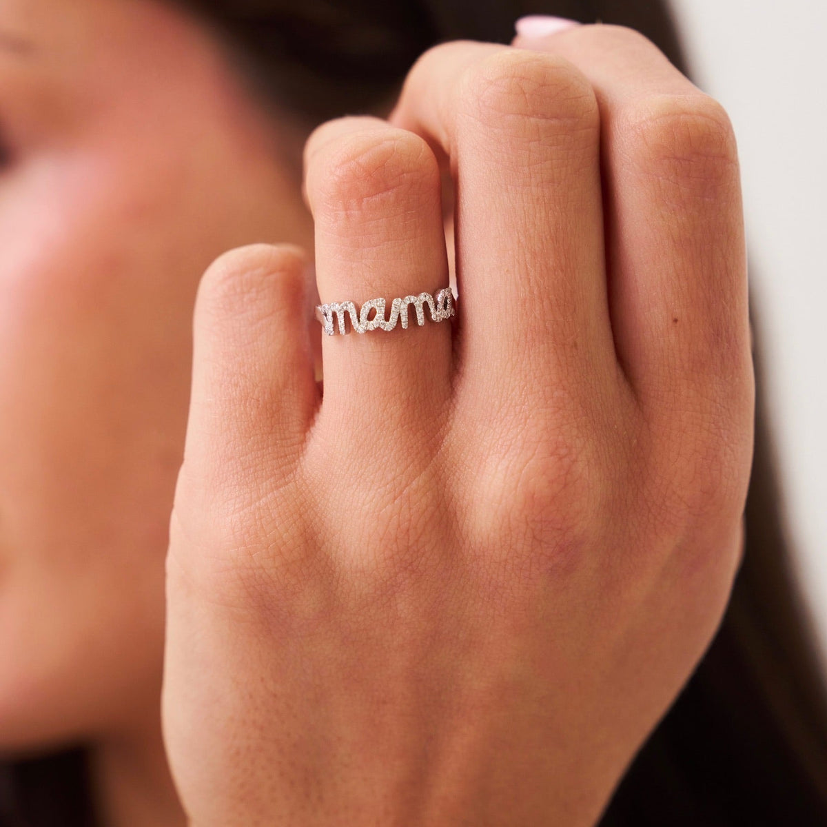 mama script diamond ring WG