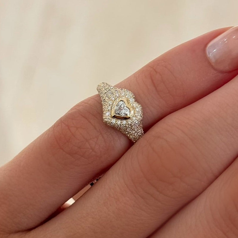 mini signet diamond heart ring