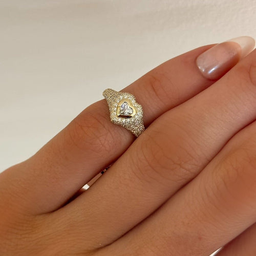mini signet heart ring diamond