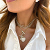 Georgian Set Oval & Round Diamond Cross Charm, Muse Dangle Bezeled Diamond Adjustable Necklace 4.55 ctw, Charlie Cloud®  choker necklace