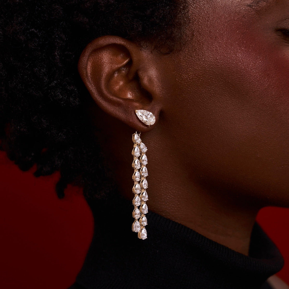 pear dangle WG earring backs