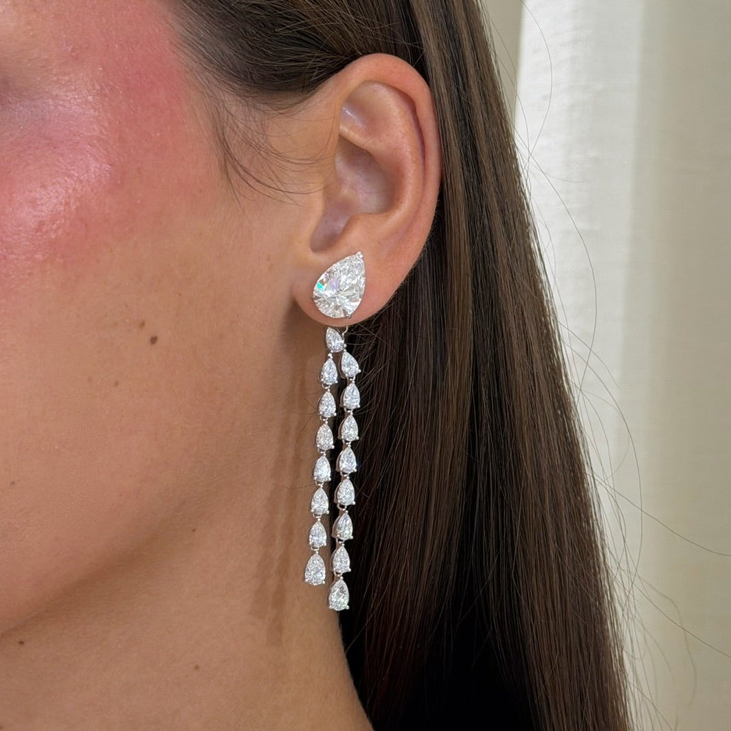 pear diamond dangle backs and pear diamond stud earrings