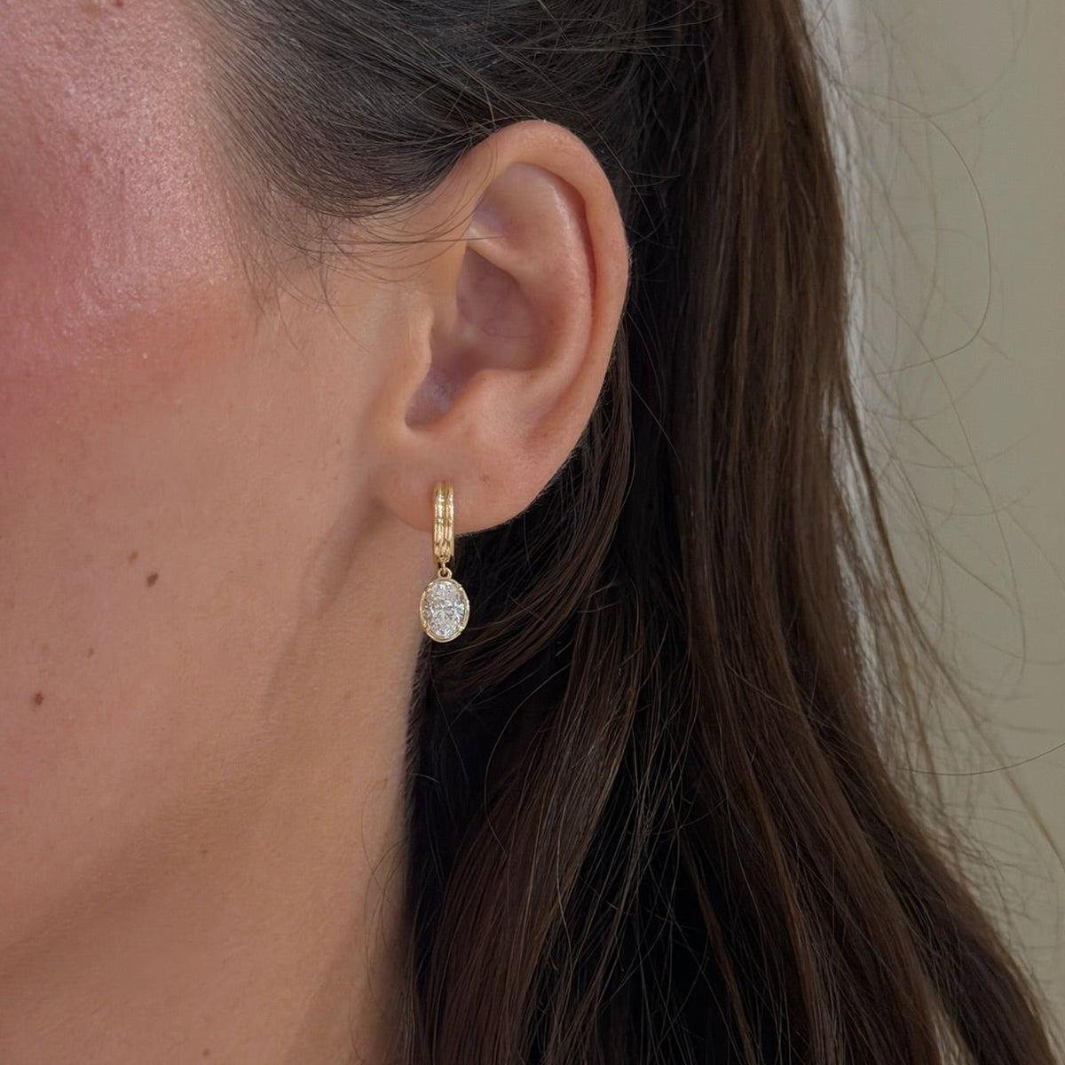 row oval dangle earrings YG