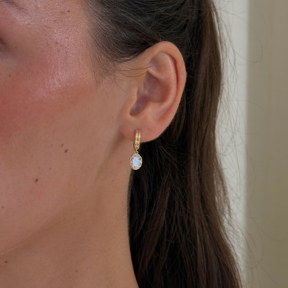 row oval dangle earrings YG