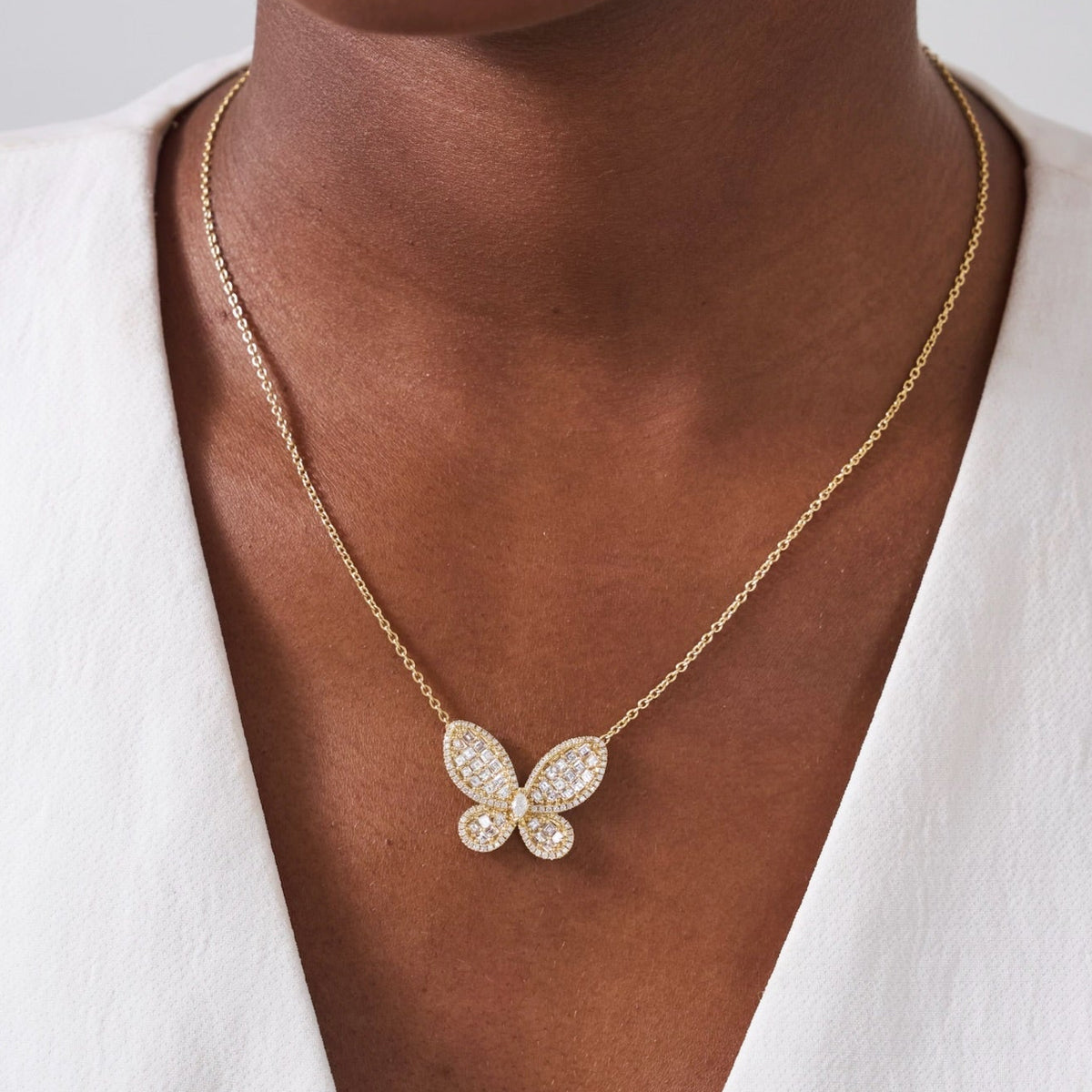 Aurelia Asscher Cut Diamond Butterfly Necklace