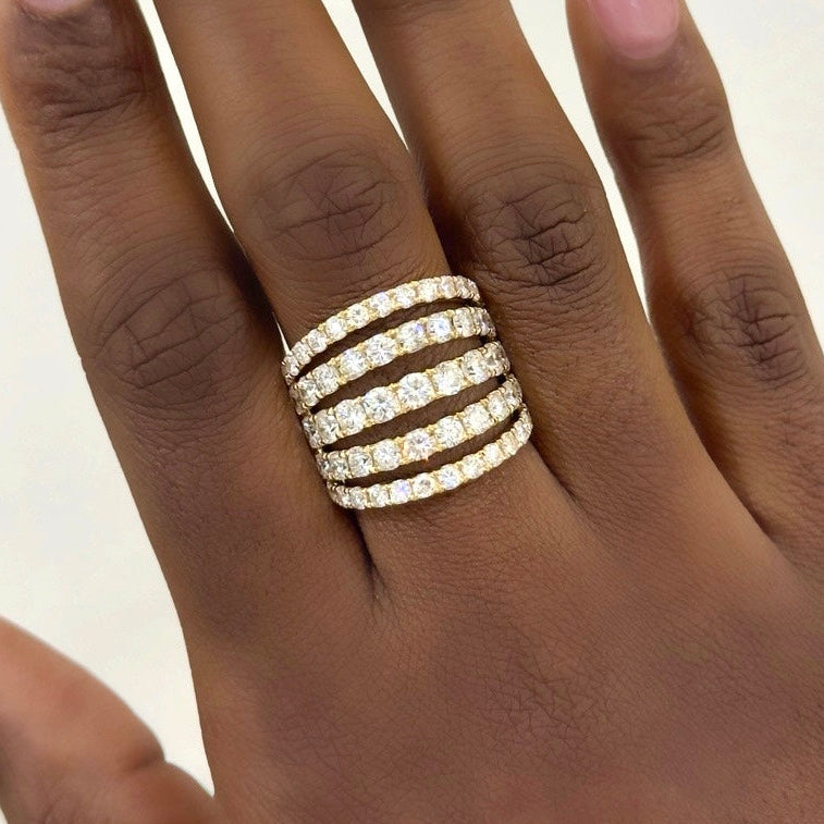 Fan Multi Strand Diamond Ring 3.60 ctw
