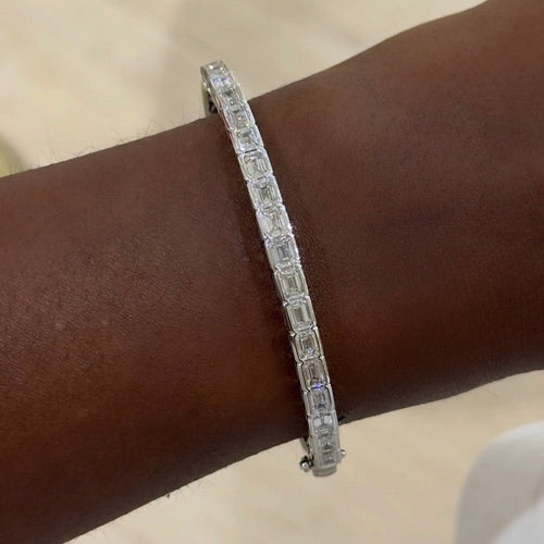 Noa Emerald Cut Bezeled Diamond Bangle Bracelet 3.75 ctw