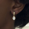 Row Oval Lab Diamond Diamond Dangle Huggie Earrings 2.06 ctw
