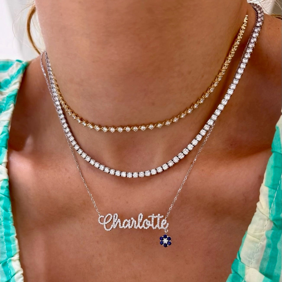 custom handwritten diamond name necklace