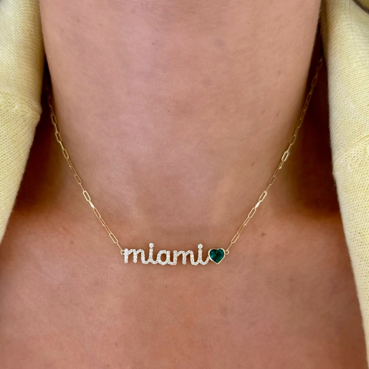 miami handwritten custom diamon name necklace