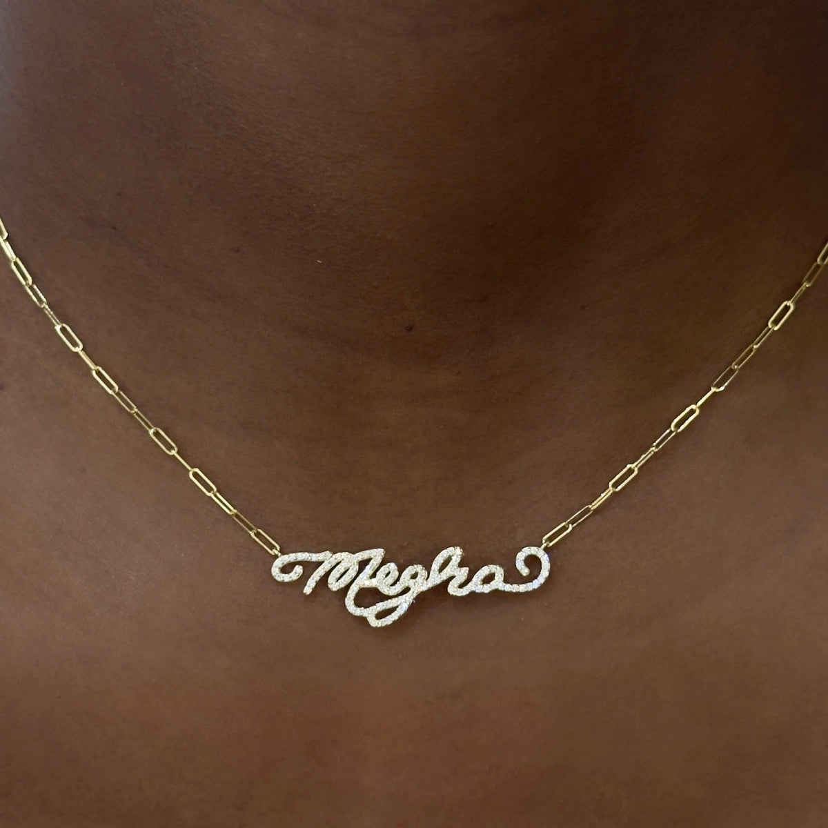 custom handwritten diamond name necklace
