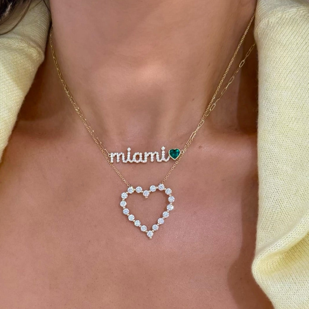 Charlie Cloud®  heart necklace midi and custom handwritten name necklace