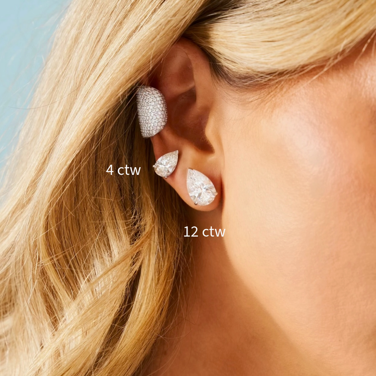 Lab Grown Pear Cut Diamond Studs