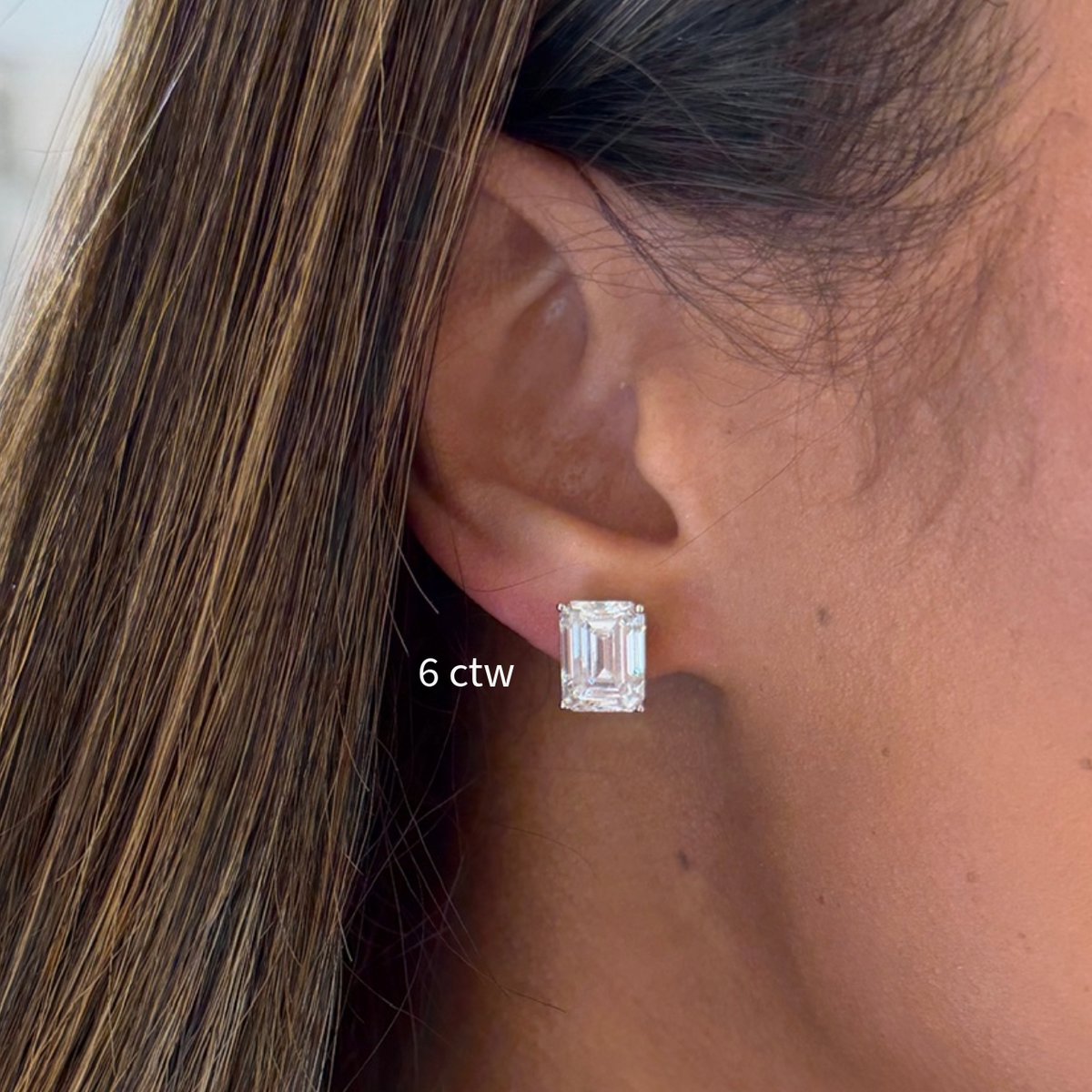 Lab Grown Emerald Cut Diamond Studs