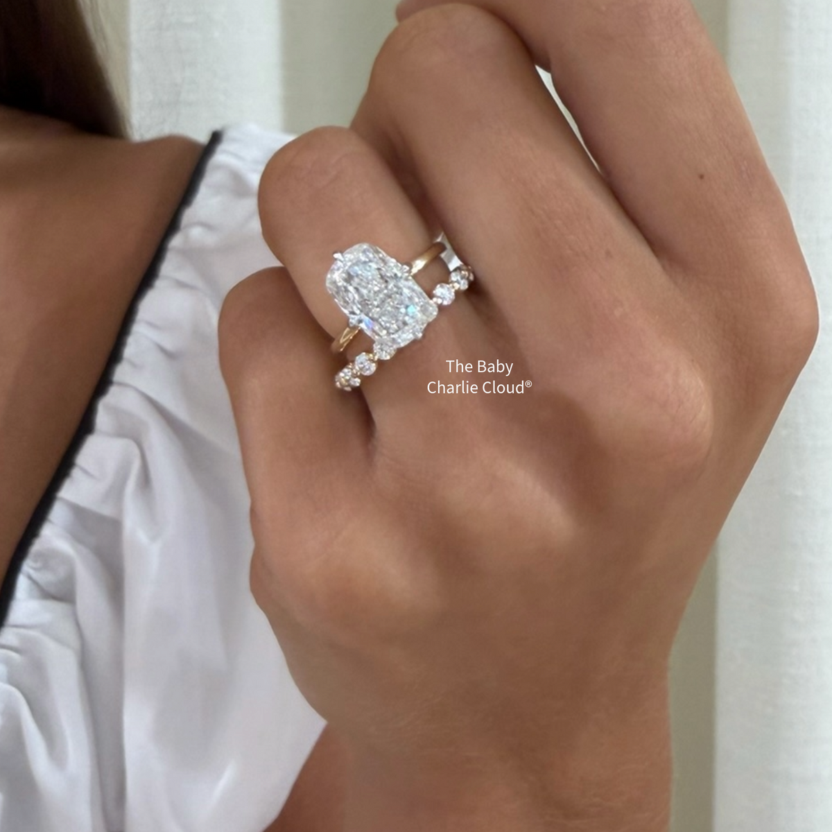 the Charlie Cloud®  YG band with an engagement ring