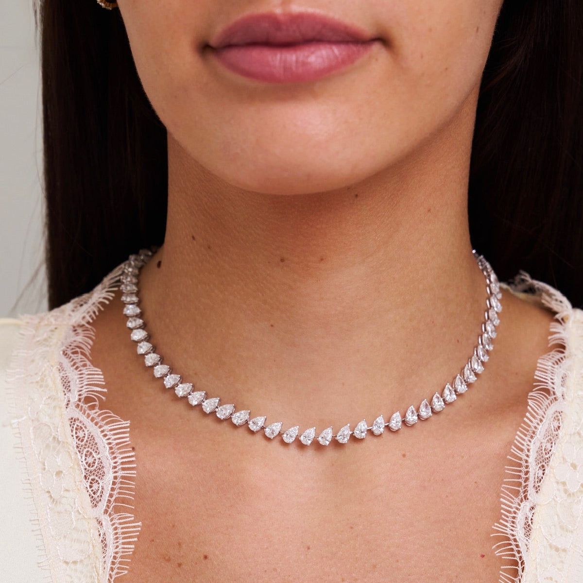 tilted pear WG tennis necklace