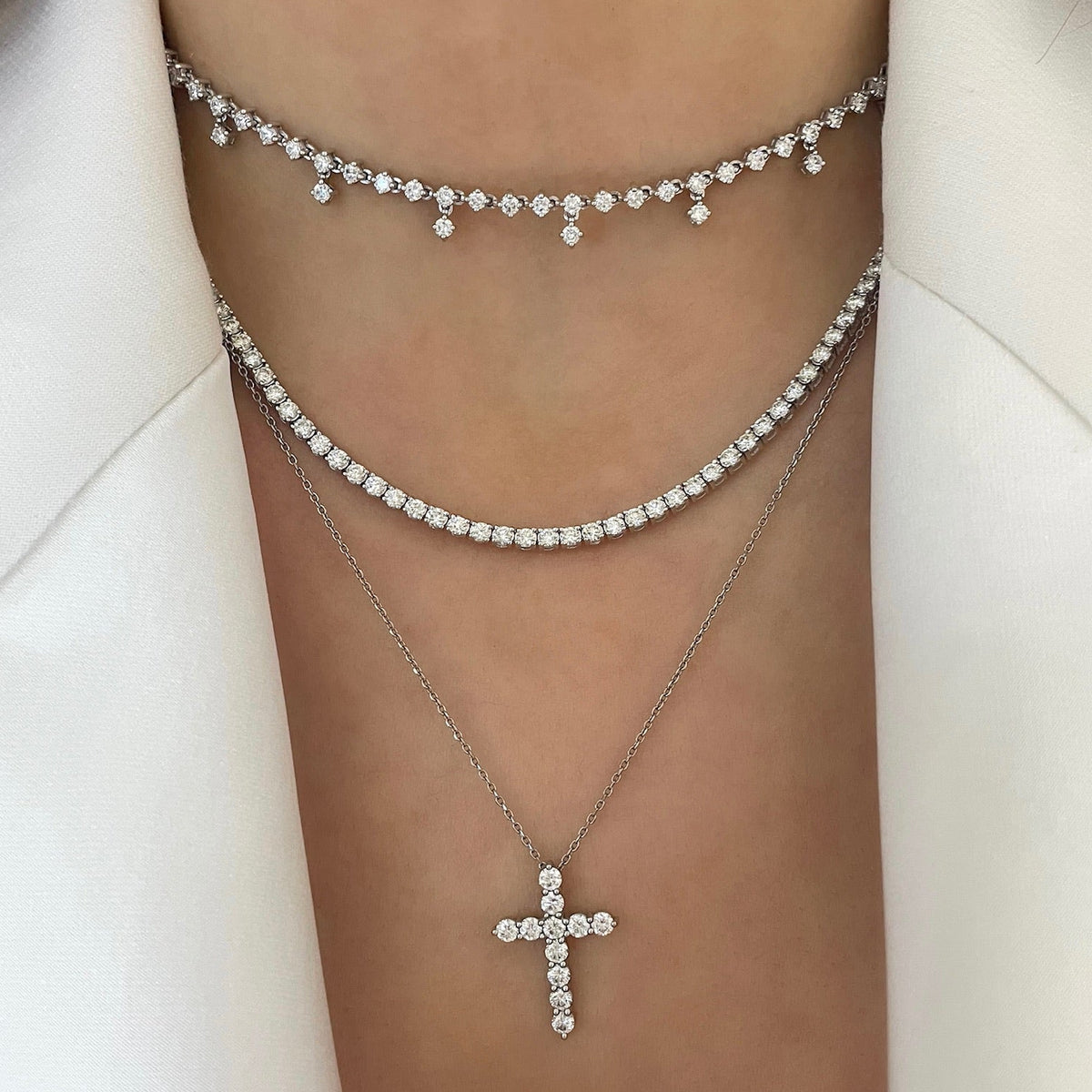 Tinx Dangle Diamond Adjustable Choker/Collar Necklace 2.66 ctw