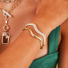 Welle Wavy Diamond Bangle Bracelet 2.72 ctw, Welle Wavy Polished Gold Bangle Bracelet