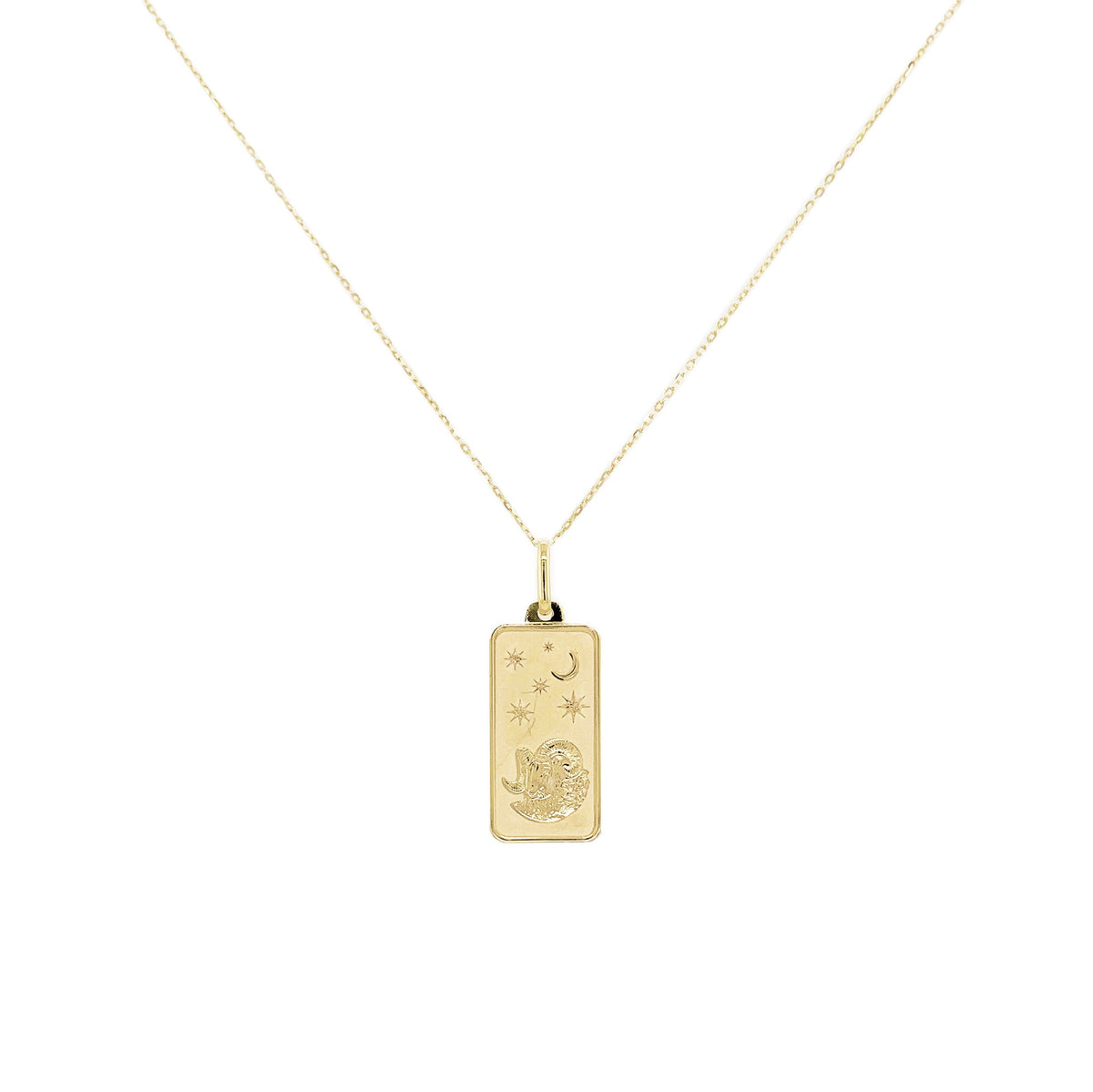 Zodiac 14k Gold Tag Necklace