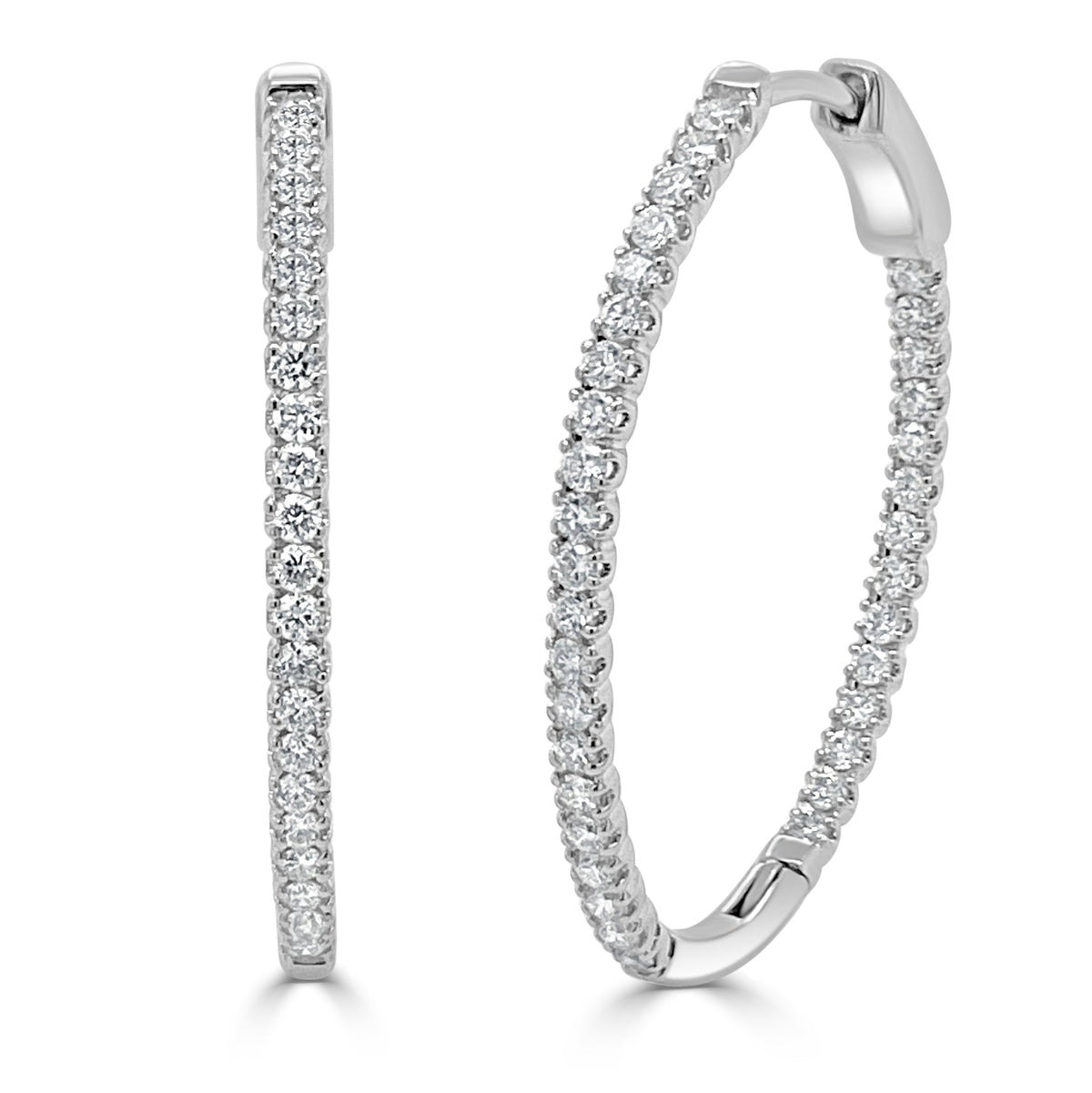 Diamond oval hoop earrings Clearance