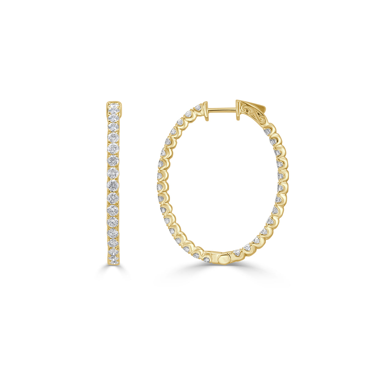 Ellerie Diamond Oval Hoop Earrings YG