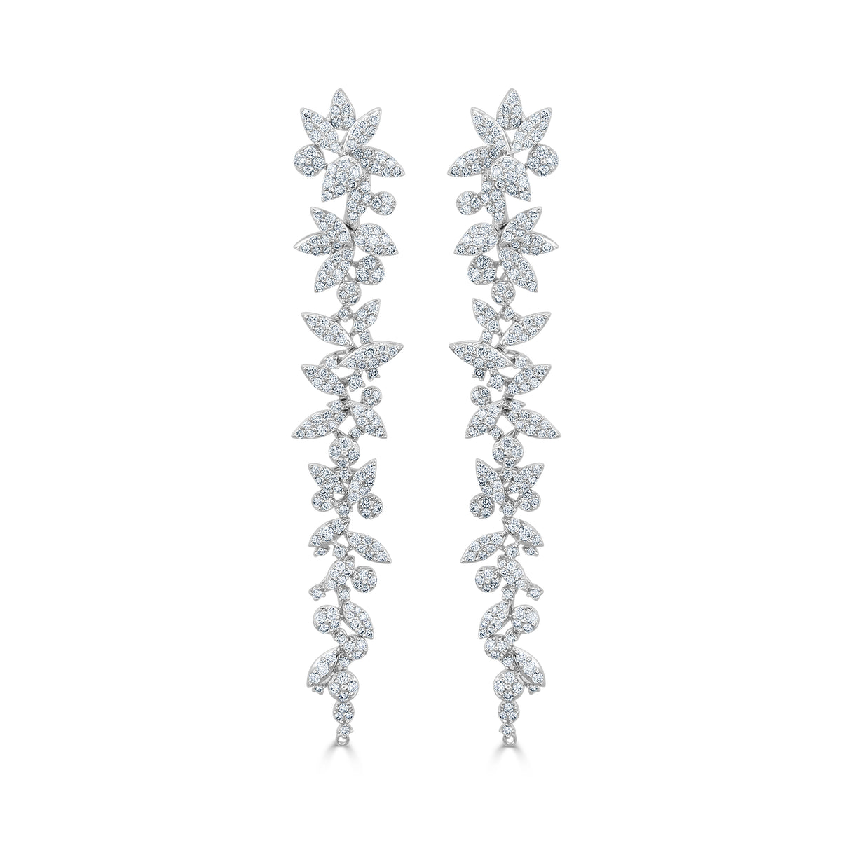 Princess Bride Diamond Flower Drop Earrings
