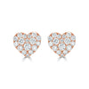 "Love You More" Tiny Diamond Heart Stud Earrings Rose Gold