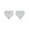 "Love You More" Tiny Diamond Heart Stud Earrings White Gold