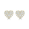 "Love You More" Tiny Diamond Heart Stud Earrings Yellow Gold