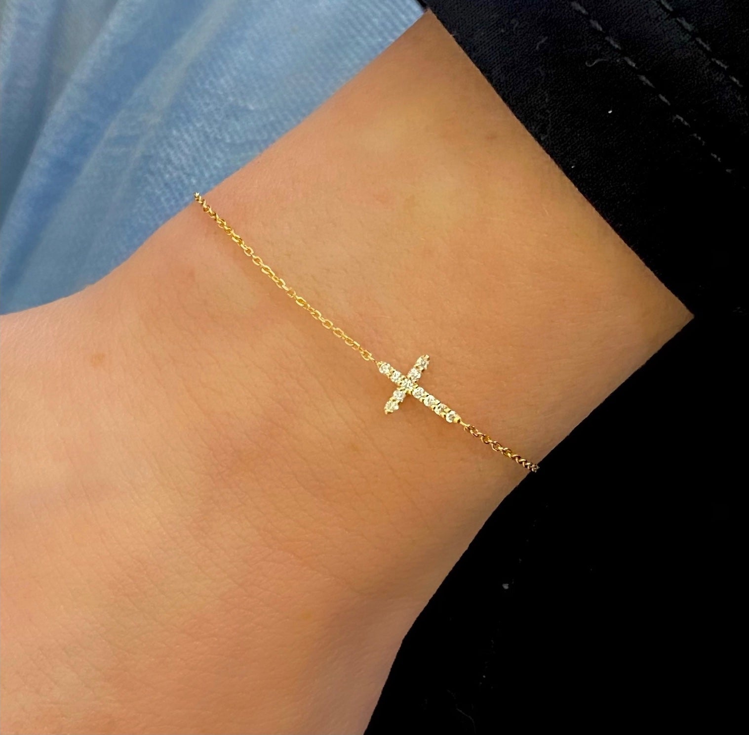 Dainty best sale cross bracelet