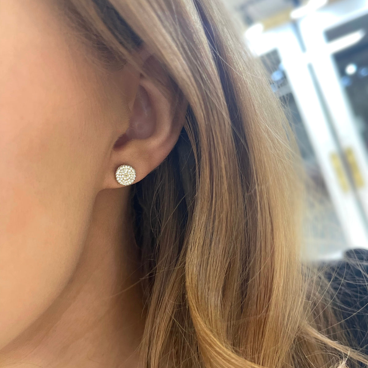 Hannah Pave Diamond Round Stud Earrings