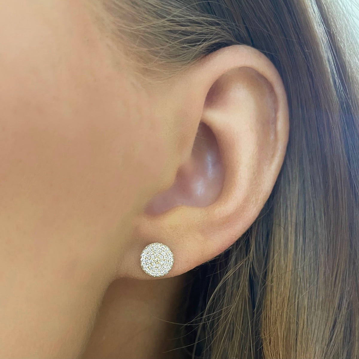 Hannah Pave Diamond Round Stud Earrings