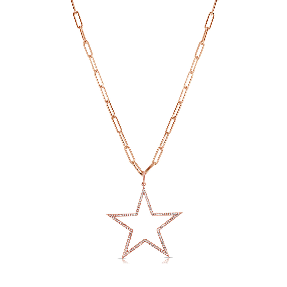 Estelle Paperclip Chain Necklace w/ Removable Diamond Star Pendant