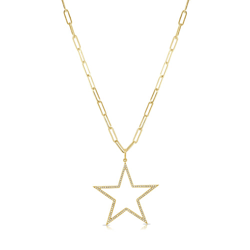 Estelle Paperclip Chain Necklace w/ Removable Diamond Star Pendant