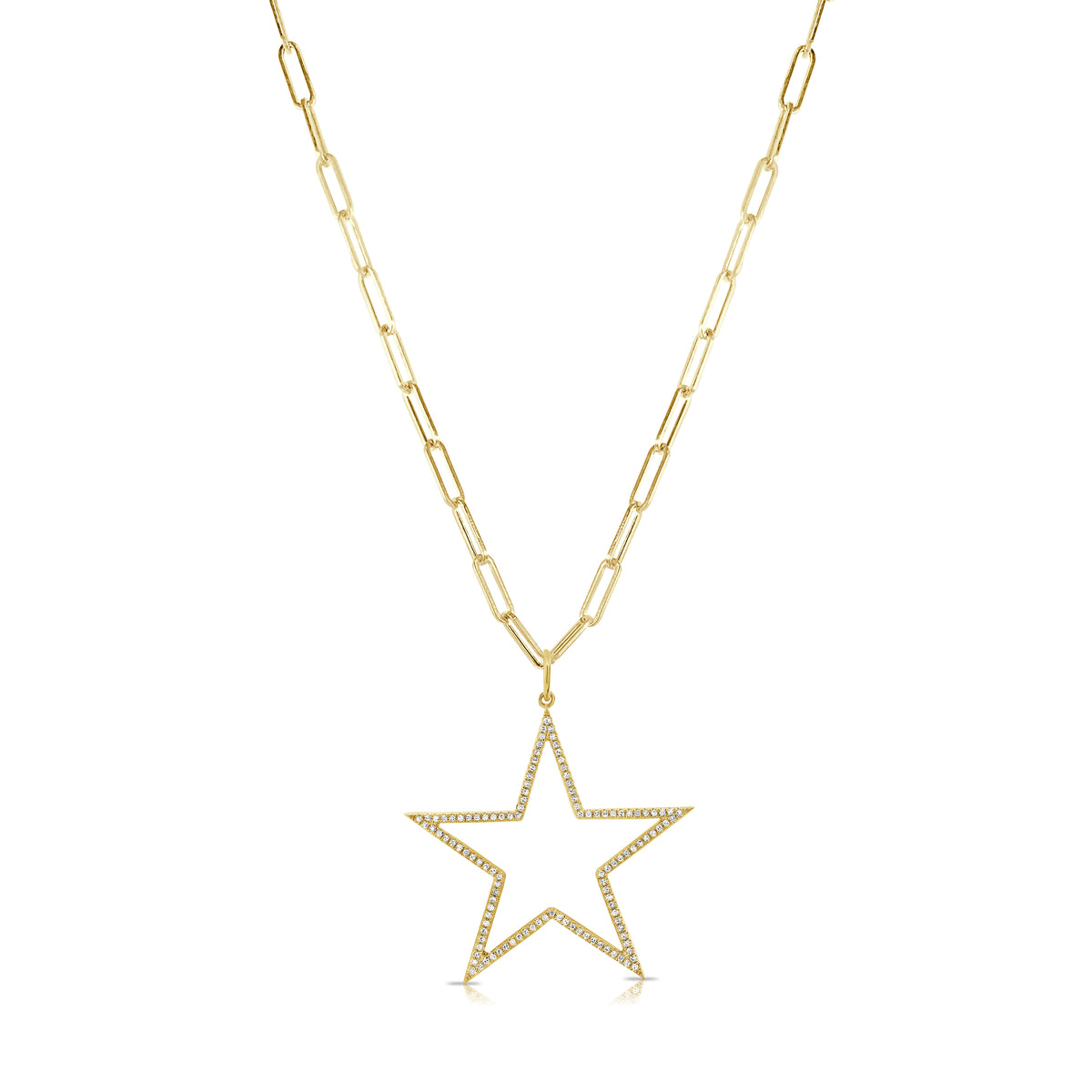 Estelle Paperclip Chain Necklace w/ Removable Diamond Star Pendant