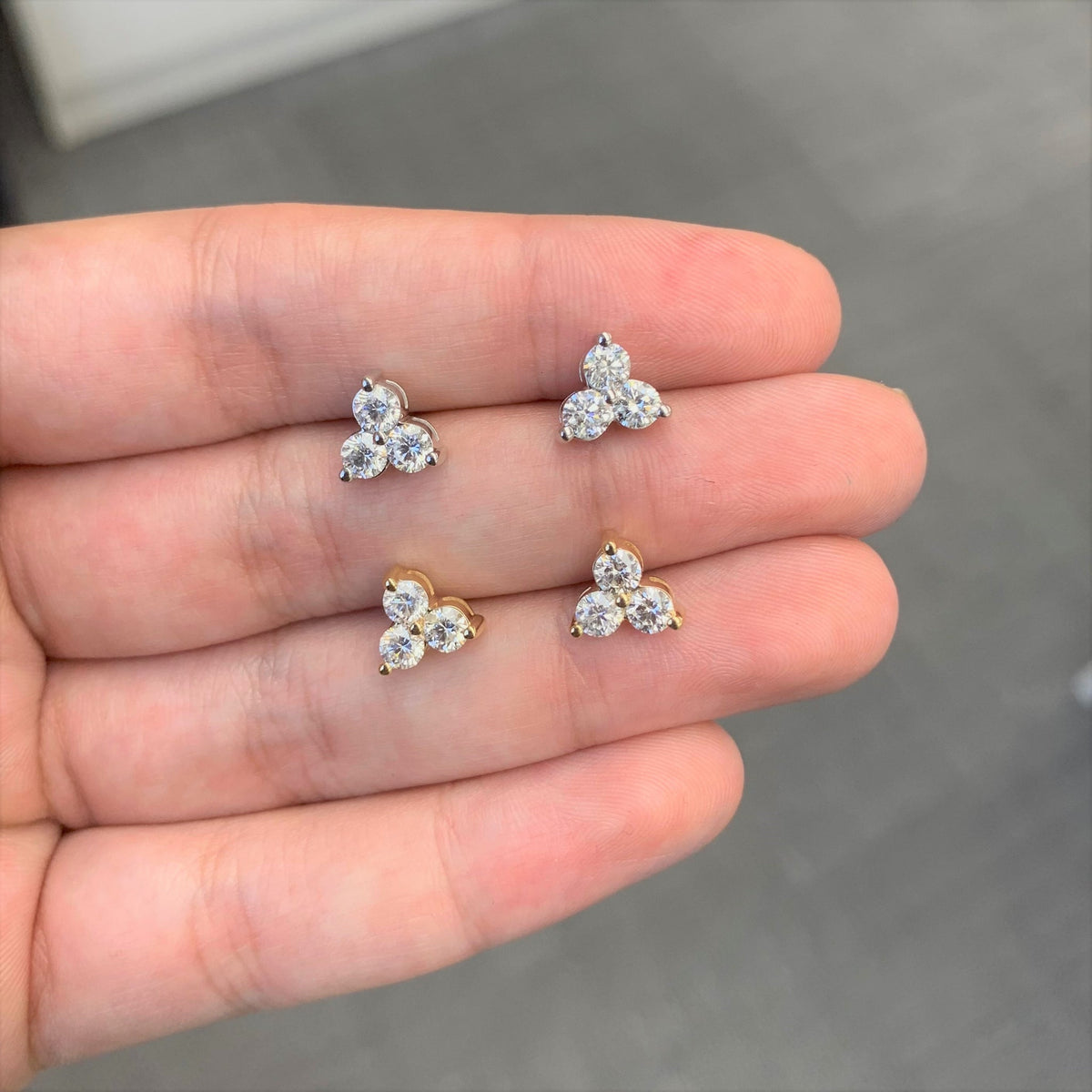 Large Trilogy Cluster Stud Earrings