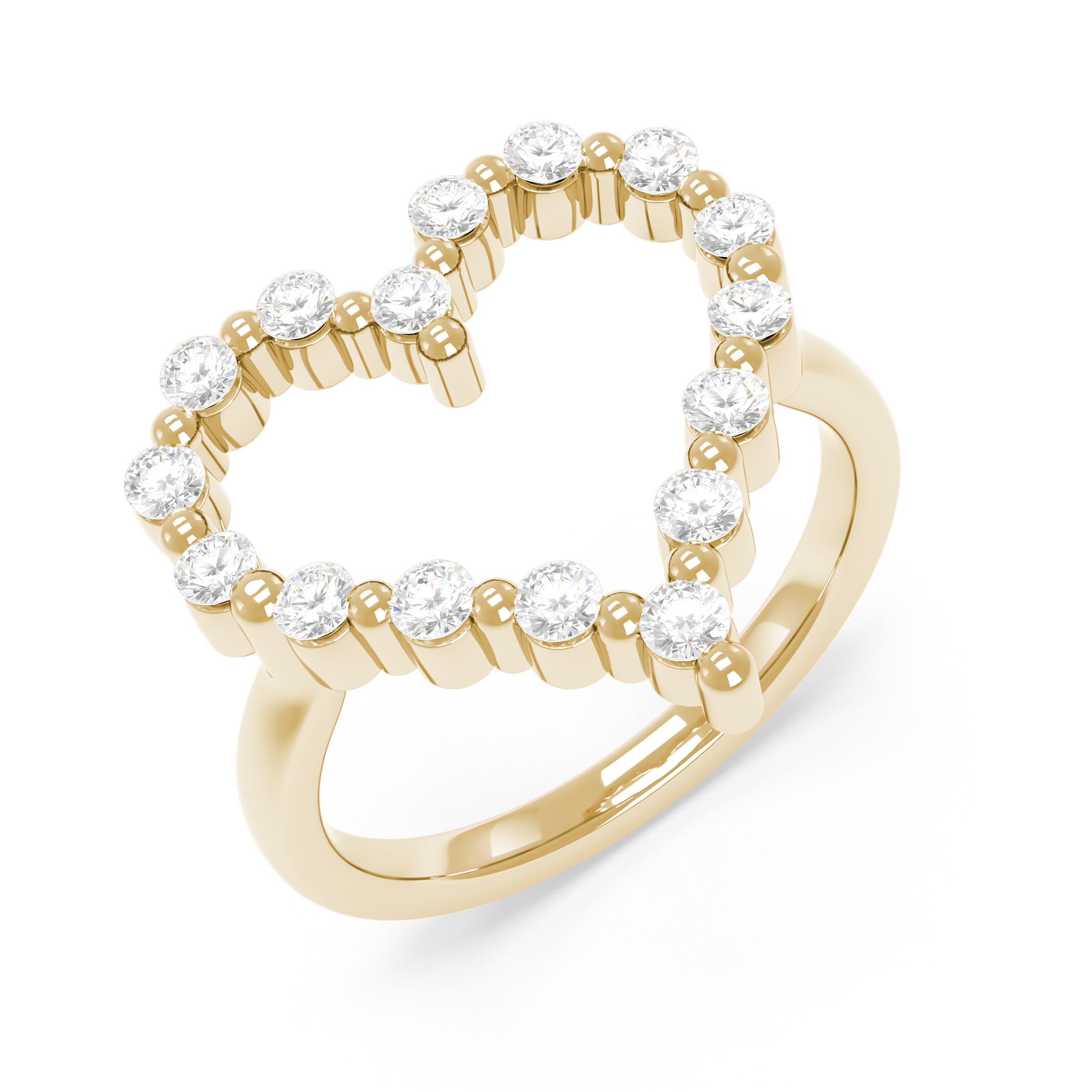 14K White Gold Ruby & Diamond Heart Ring