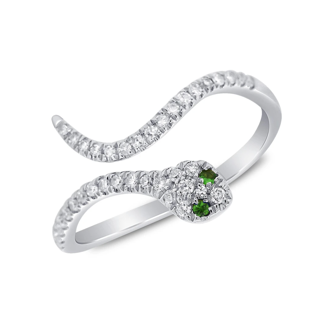 Medusa Snake Diamond Ring White Gold