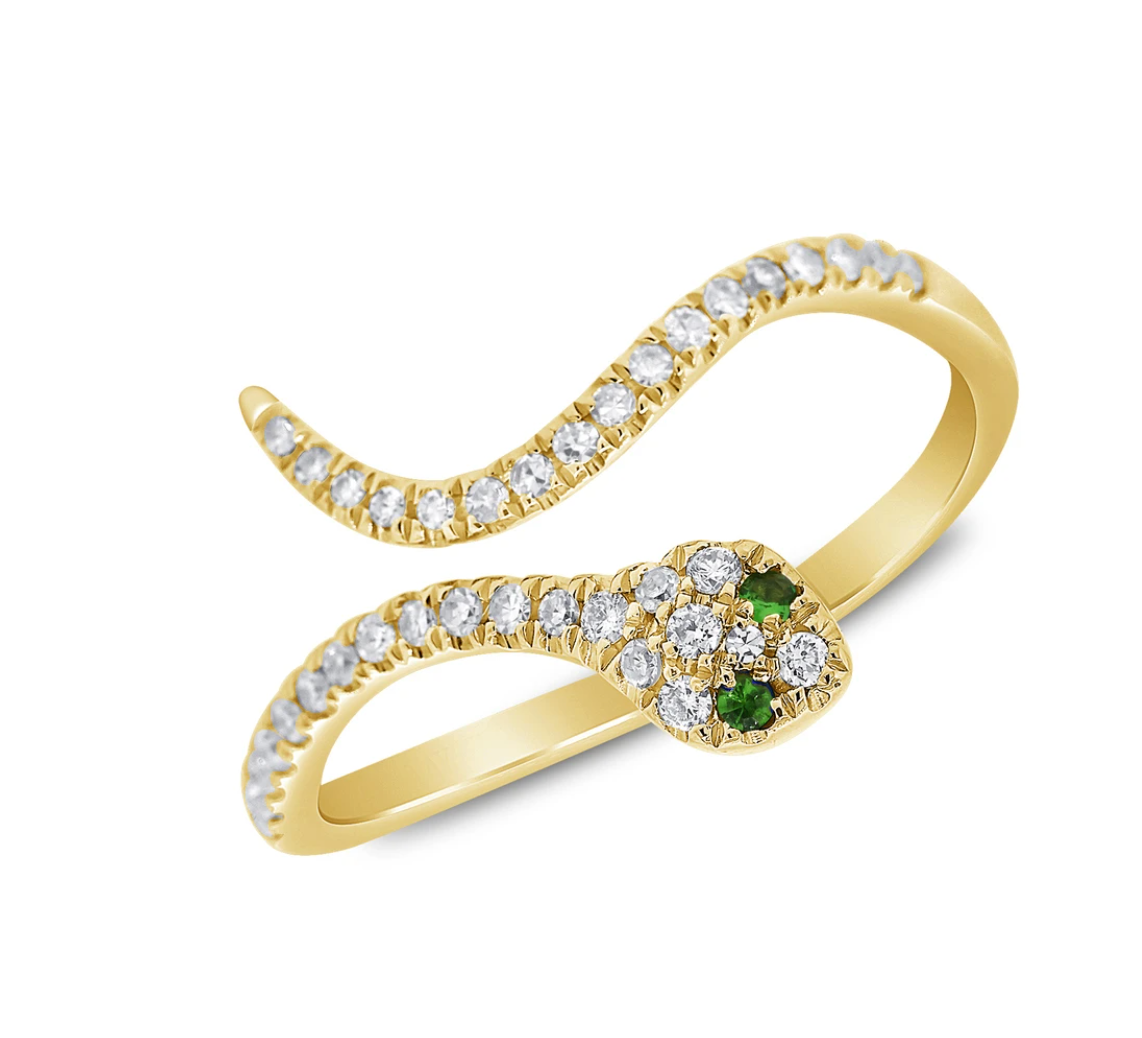 Medusa Snake Diamond Ring Yellow Gold